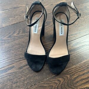 Steve Madden Black High-Heeled Sandals with Ankle Strap